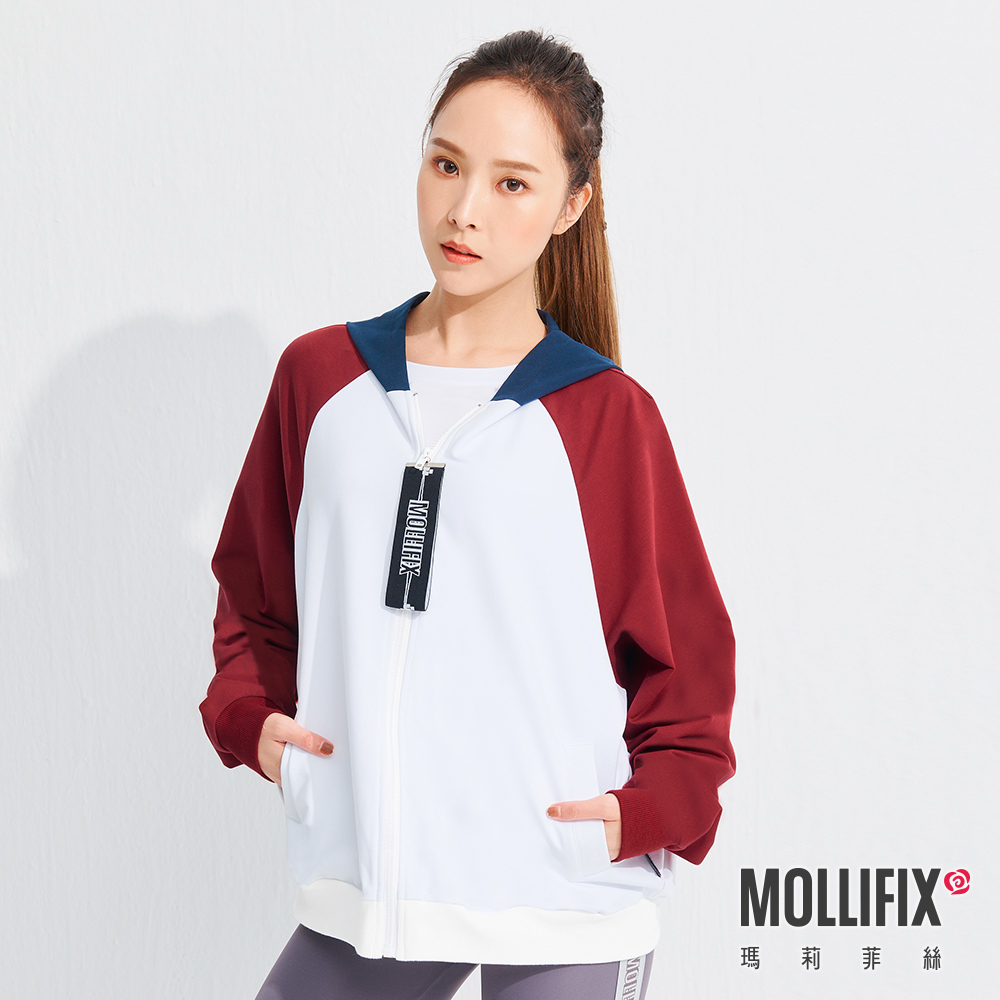 MOLLIFIX 撞色連帽棒球外套