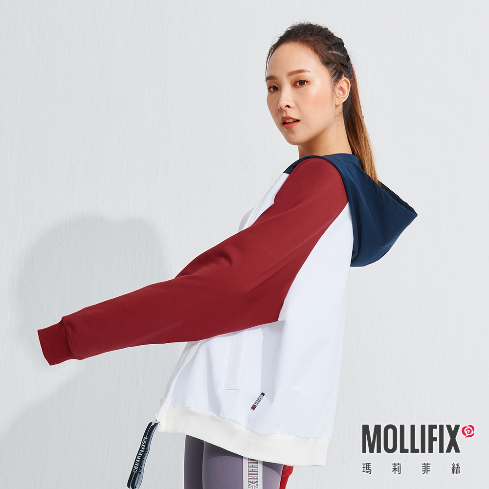 MOLLIFIX 撞色連帽棒球外套