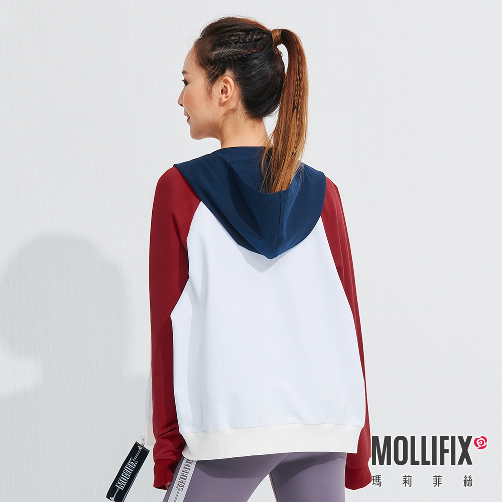 MOLLIFIX 撞色連帽棒球外套