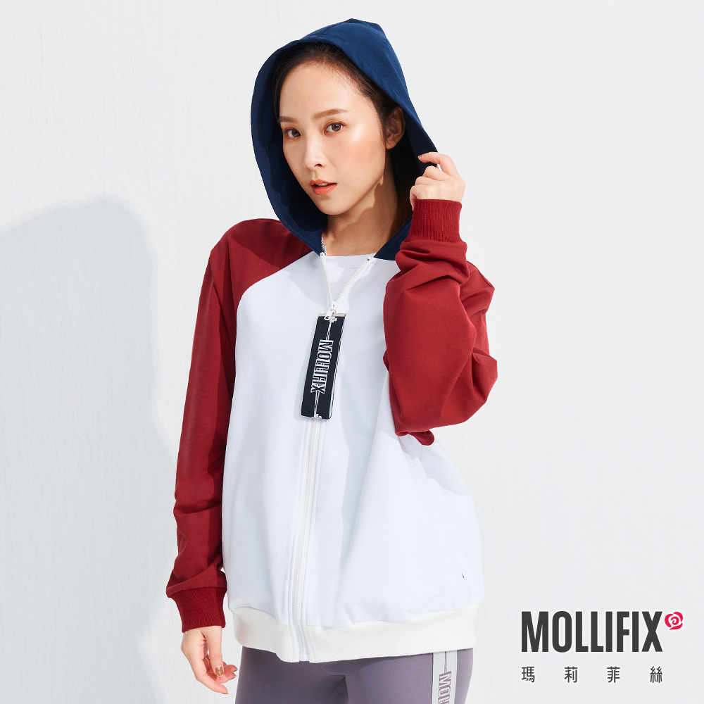 MOLLIFIX 撞色連帽棒球外套