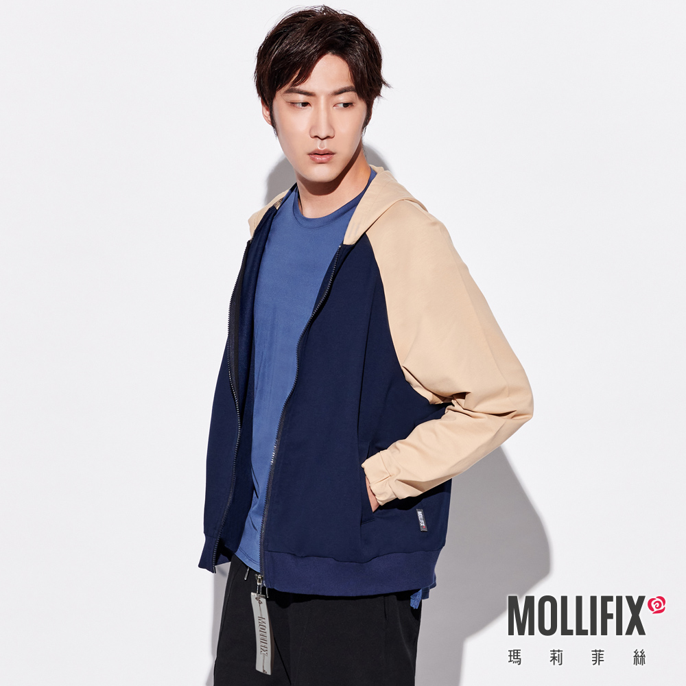 MOLLIFIX 撞色連帽棒球外套