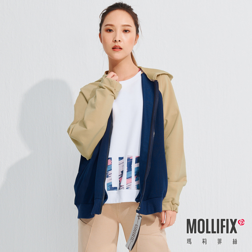 MOLLIFIX 撞色連帽棒球外套