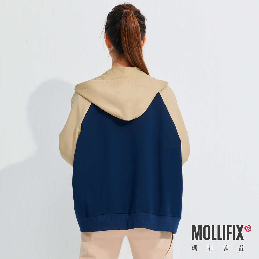 MOLLIFIX 撞色連帽棒球外套