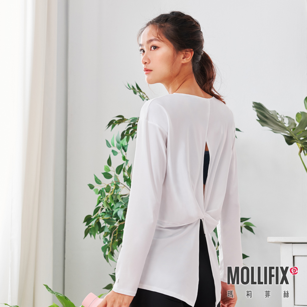 MOLLIFIX 美背扭結長袖訓練上衣