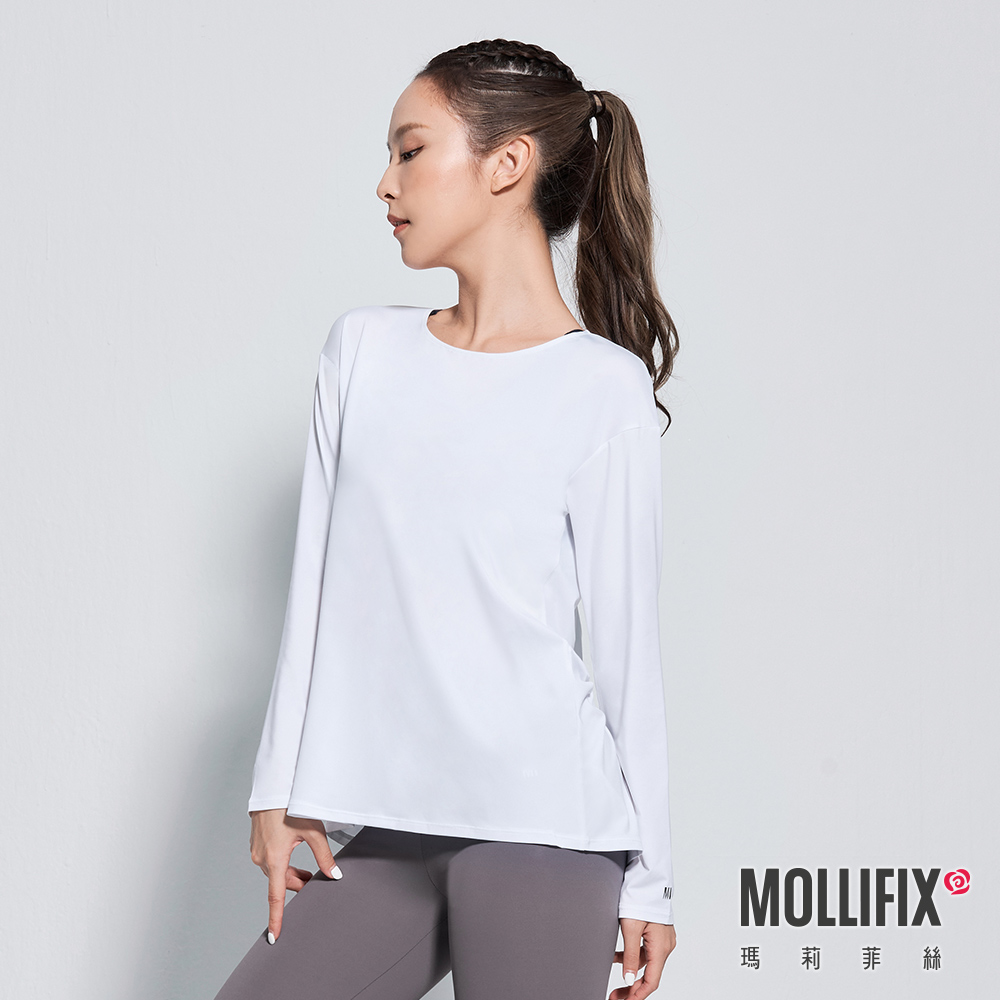MOLLIFIX 美背扭結長袖訓練上衣