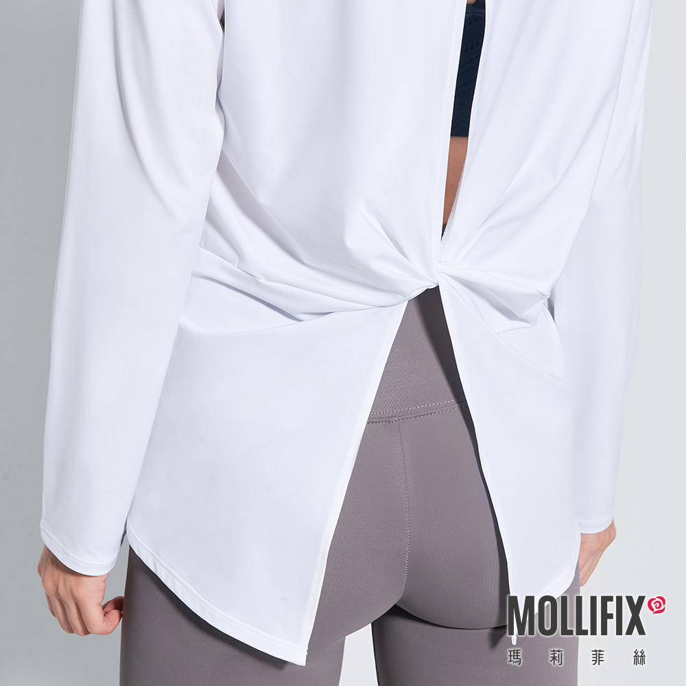 MOLLIFIX 美背扭結長袖訓練上衣