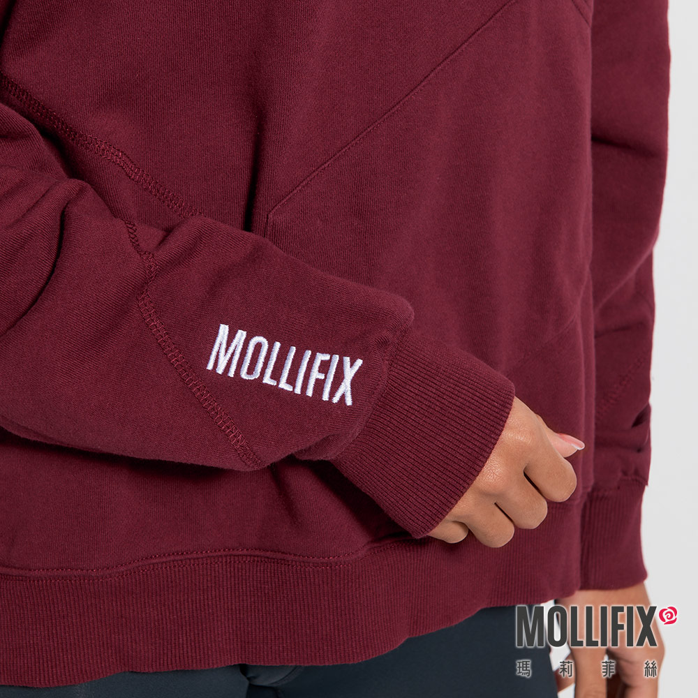 MOLLIFIX TRULY不規則前口袋帽T長袖上衣