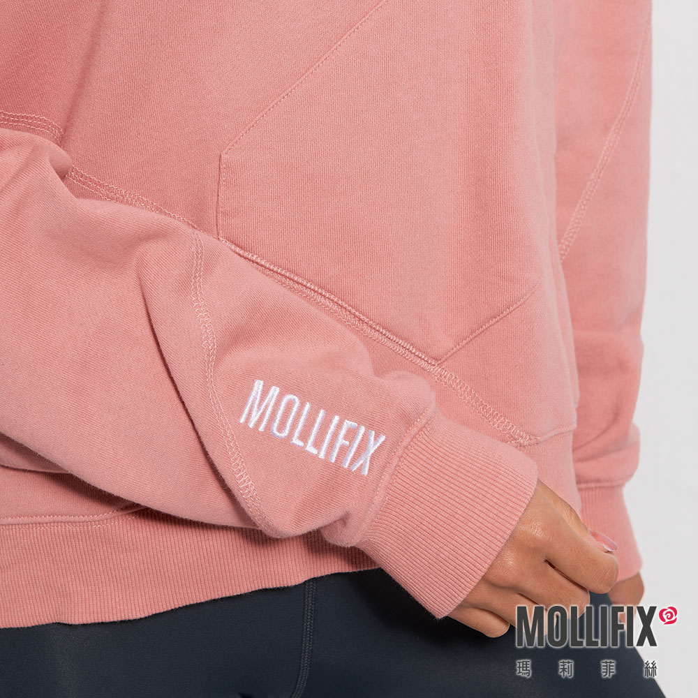 MOLLIFIX TRULY不規則前口袋帽T長袖上衣