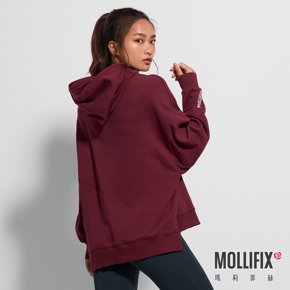 MOLLIFIX TRULY不規則前口袋帽T長袖上衣