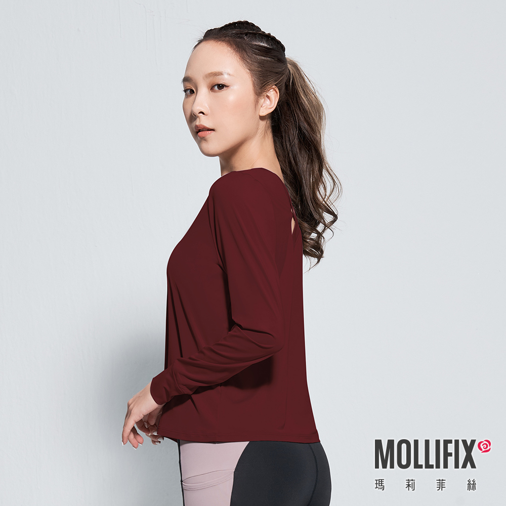 MOLLIFIX 後交叉長袖訓練上衣