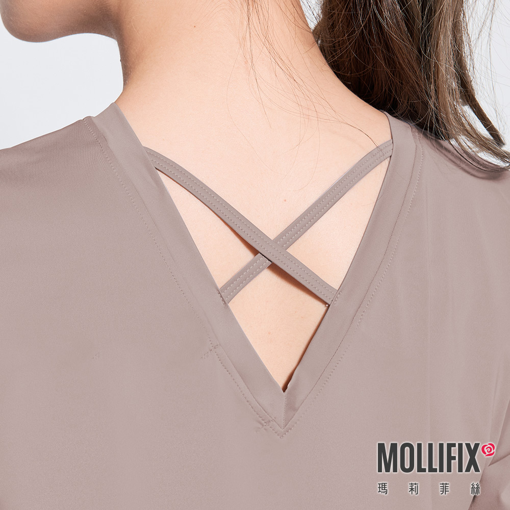 MOLLIFIX 後交叉長袖訓練上衣