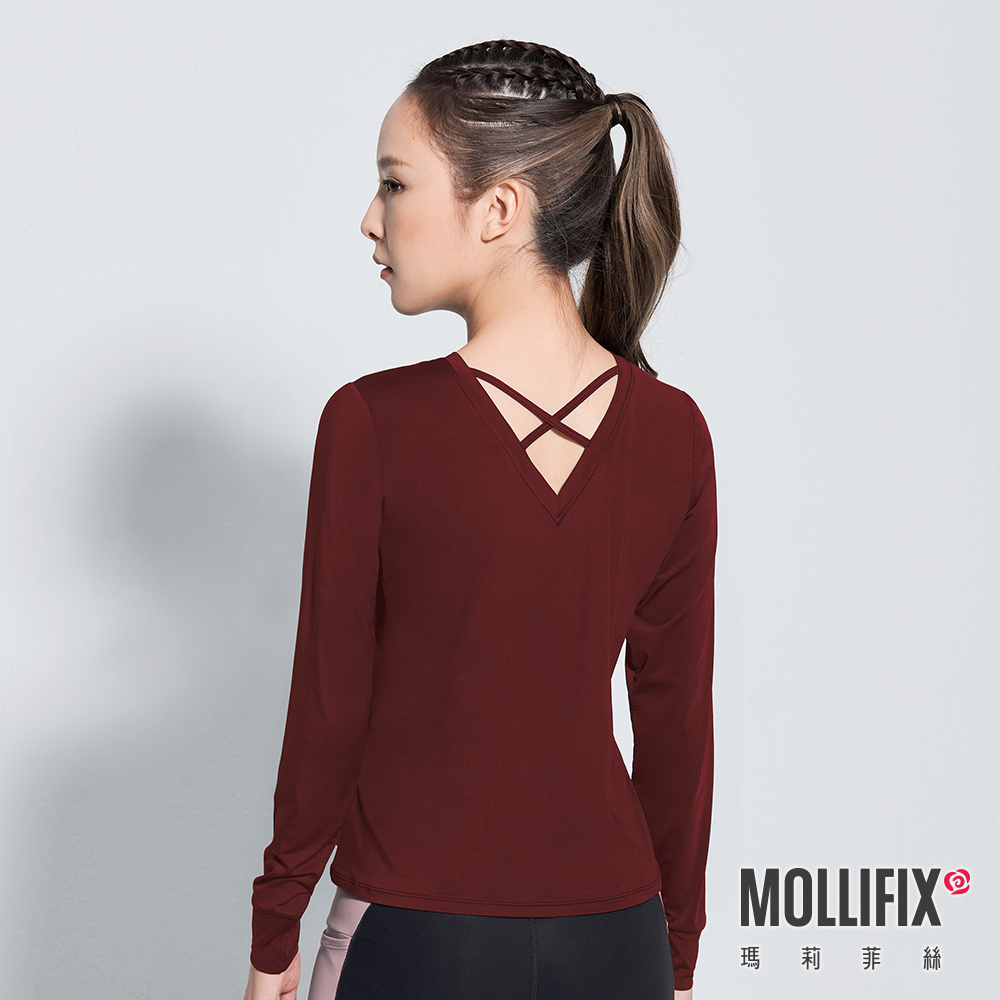 MOLLIFIX 後交叉長袖訓練上衣