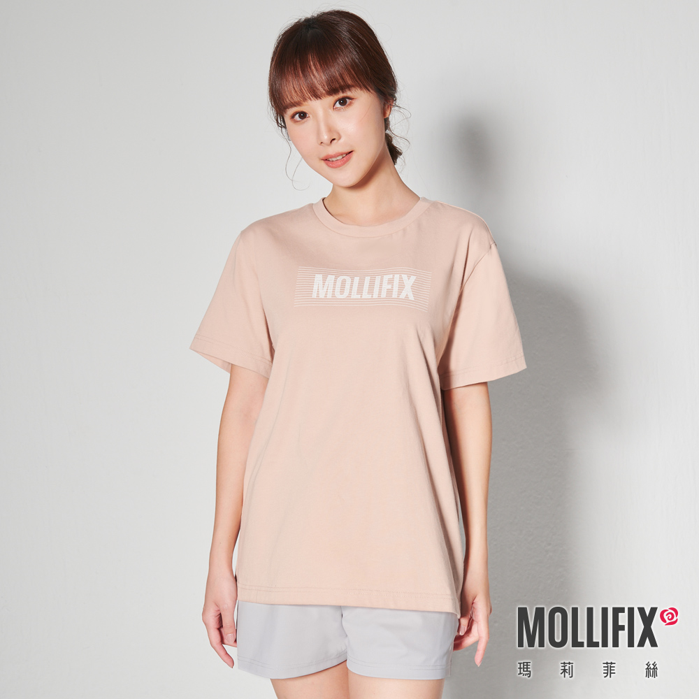 MOLLIFIX 前LOGO修身短袖長版T