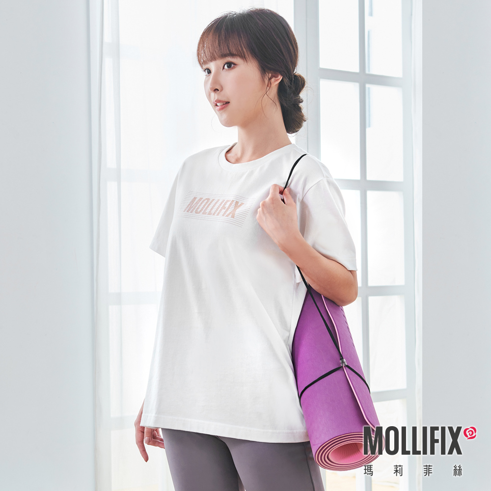 MOLLIFIX 前LOGO修身短袖長版T
