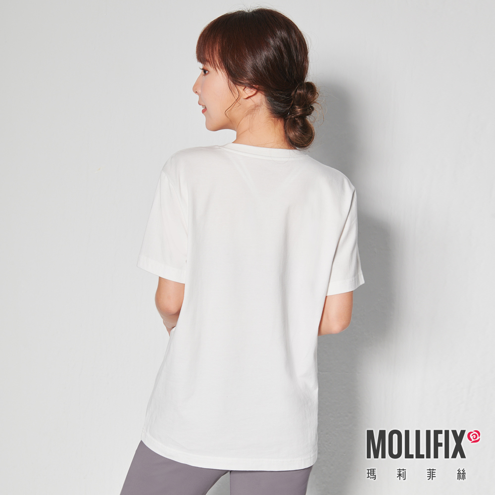 MOLLIFIX 前LOGO修身短袖長版T