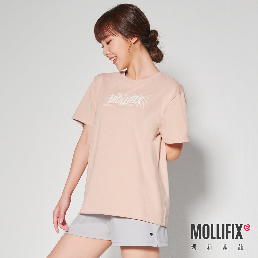 MOLLIFIX 前LOGO修身短袖長版T