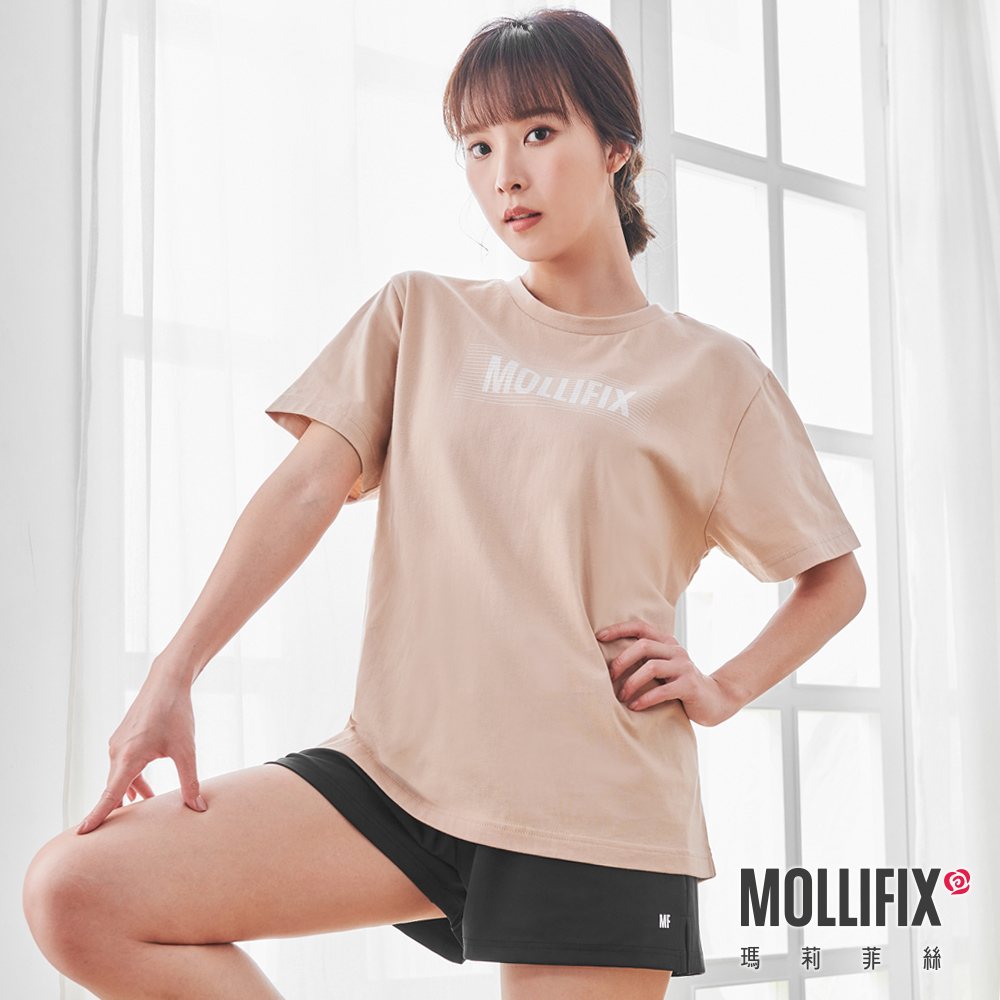 MOLLIFIX 前LOGO修身短袖長版T
