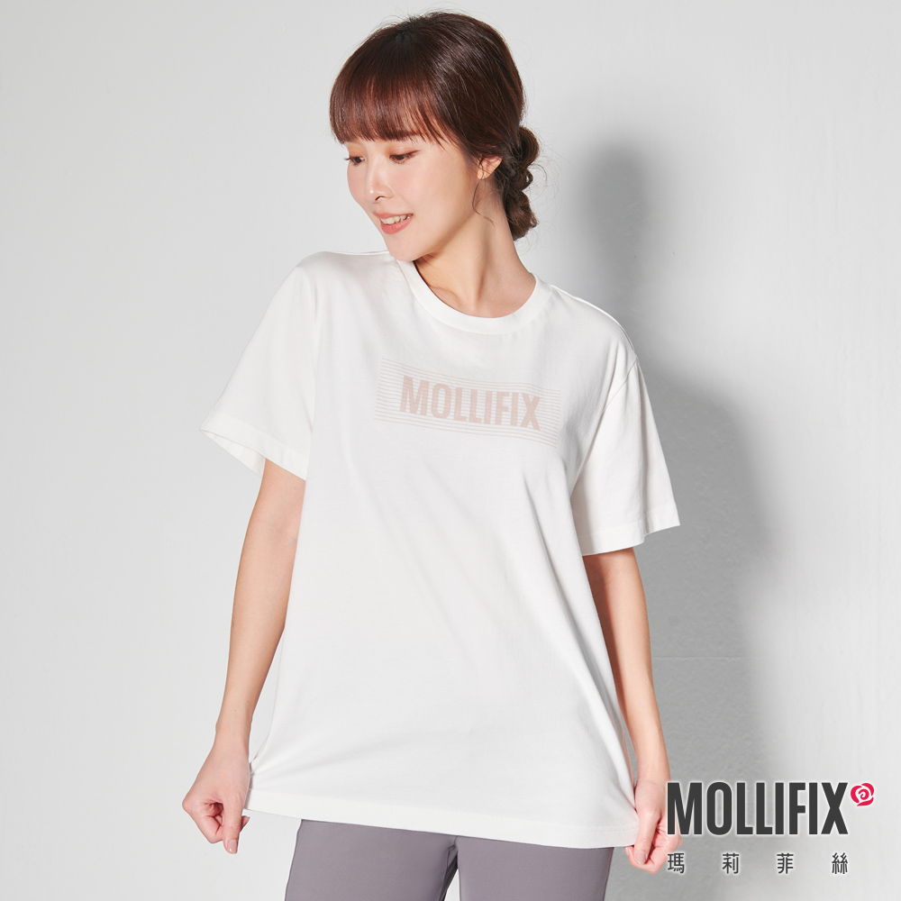 MOLLIFIX 前LOGO修身短袖長版T