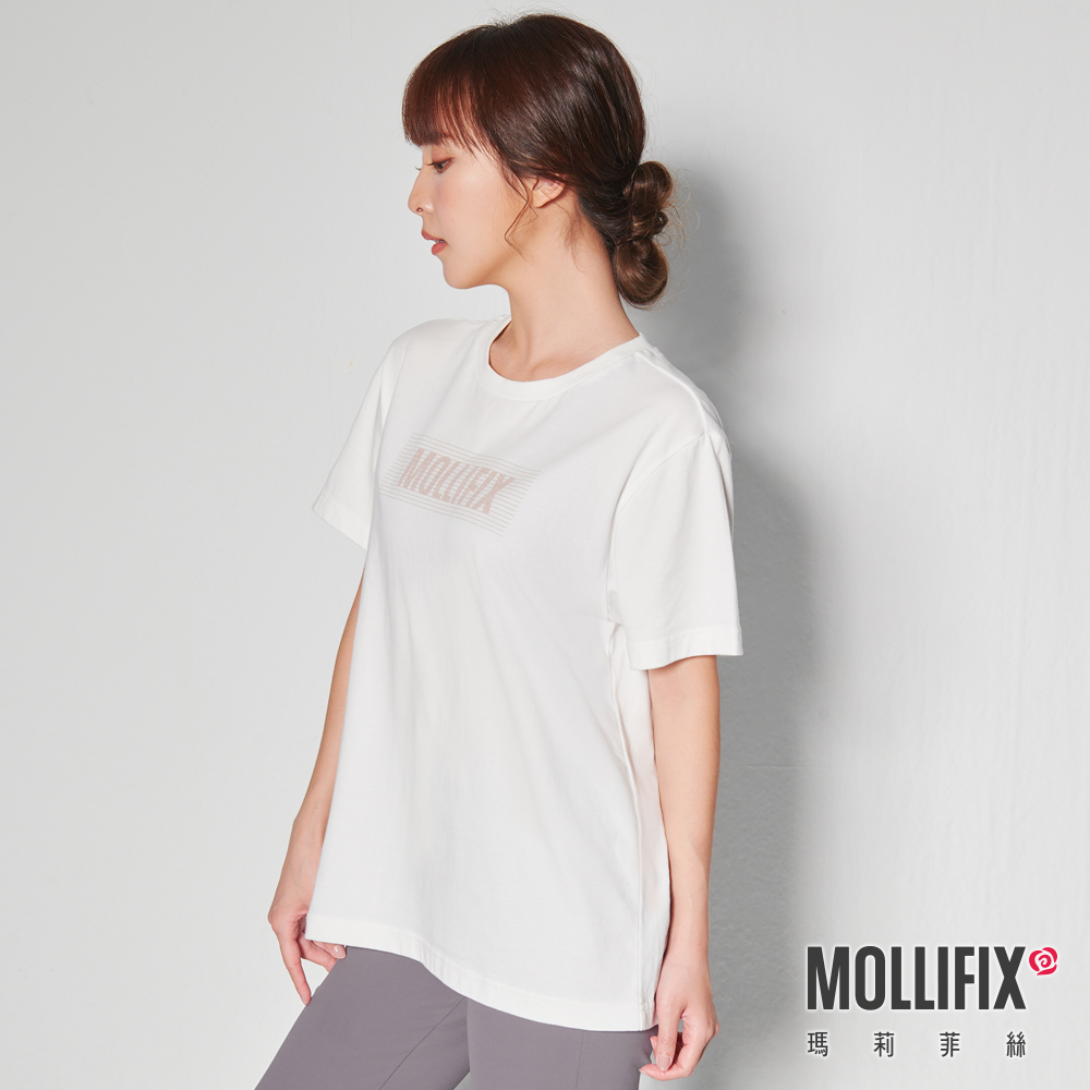 MOLLIFIX 前LOGO修身短袖長版T