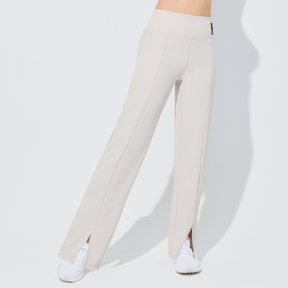 MOLLIFIX TRULY坑條修身前岔直筒褲