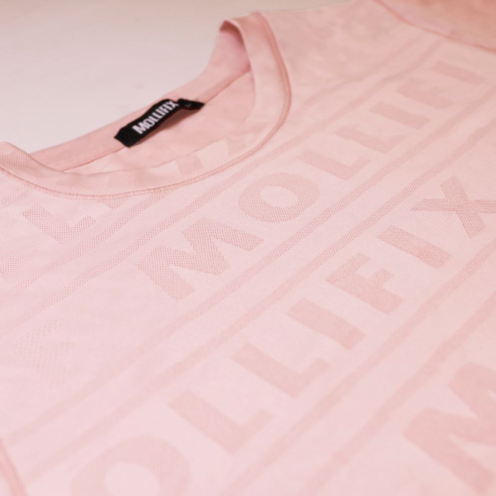 MOLLIFIX logo緹花透氣修身排汗短袖上衣