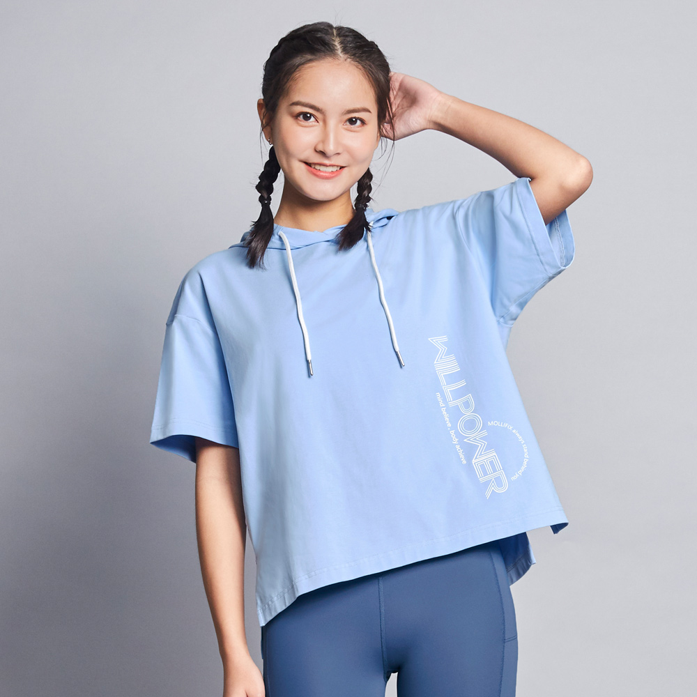 MOLLIFIX 側開岔百搭短袖連帽T恤