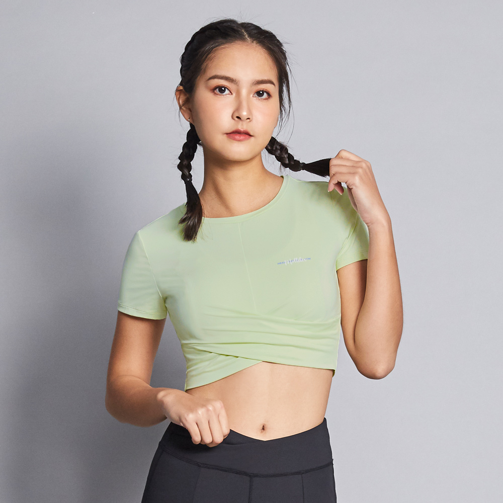 MOLLIFIX 品牌標語前交疊短版上衣