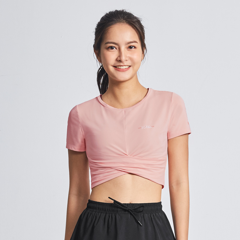 MOLLIFIX 品牌標語前交疊短版上衣