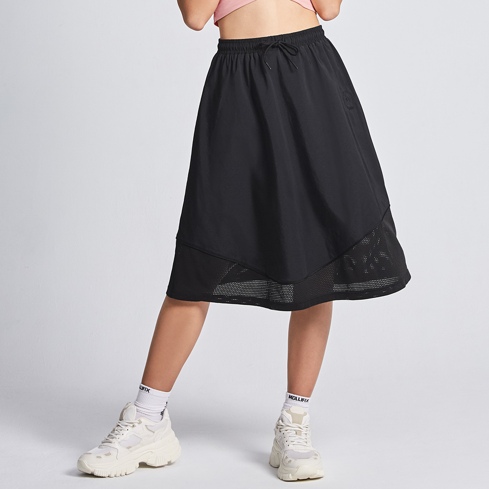 MOLLIFIX 下擺拚網透氣優雅長裙