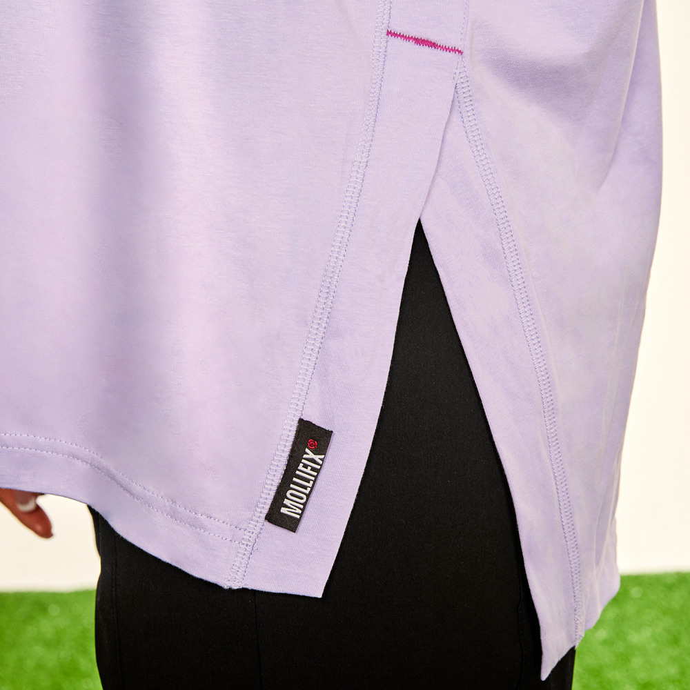 MOLLIFIX 側開衩寬版短袖上衣