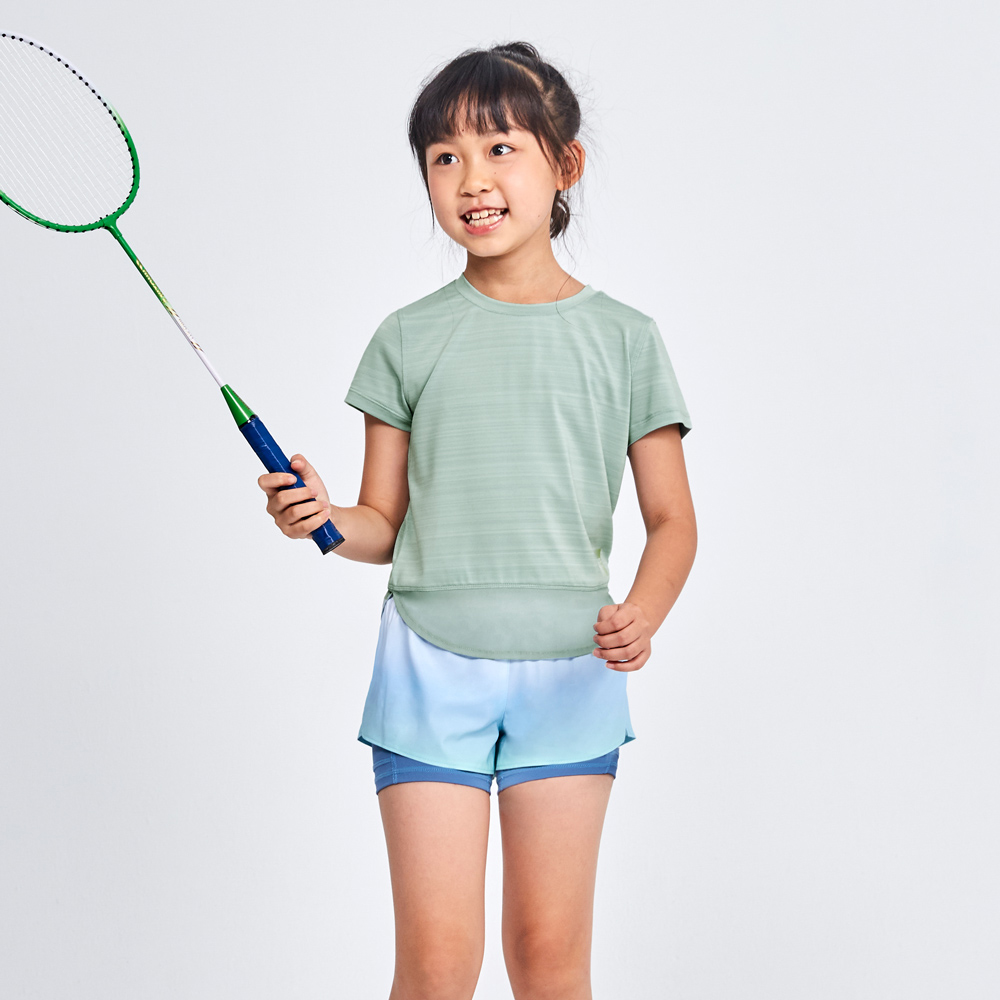 MOLLIFIX 下擺圓弧拚網訓練上衣