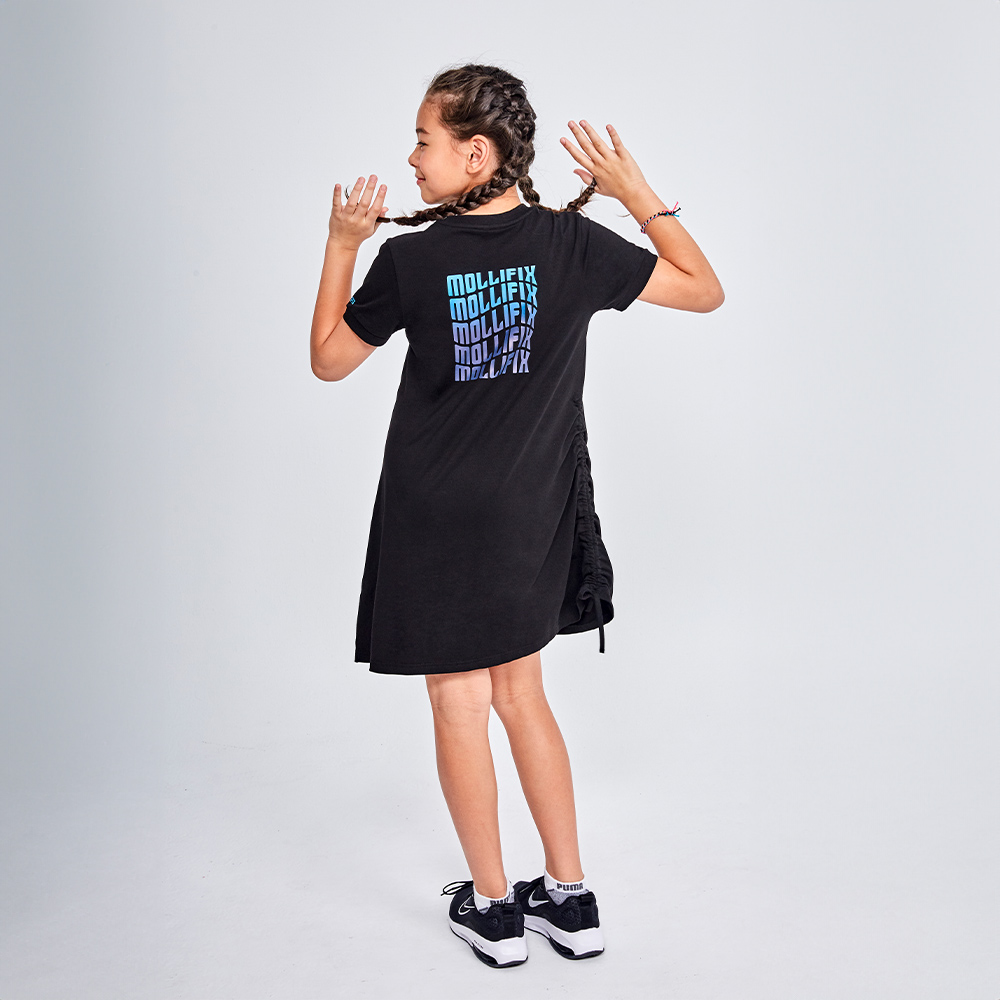 MOLLIFIX 活力LOGO側抽皺長版連身裙