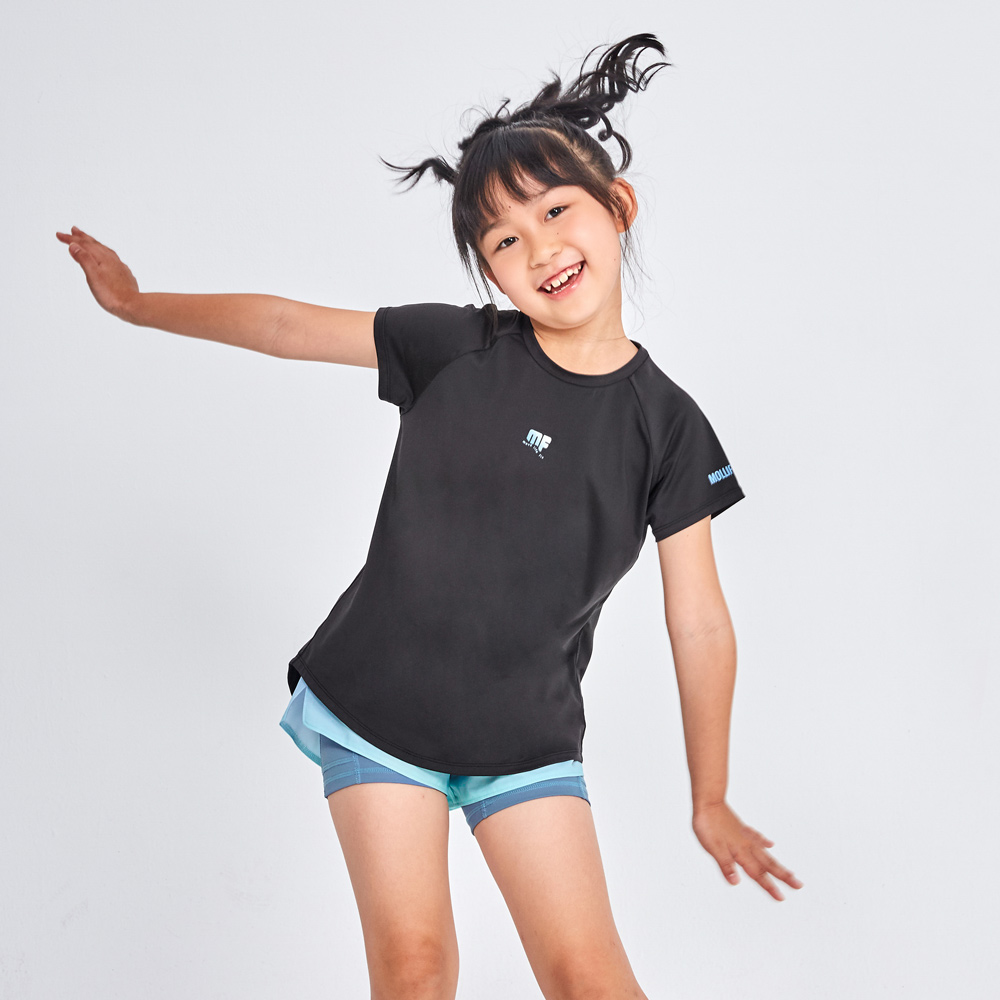 MOLLIFIX 美背後透網開岔短袖上衣