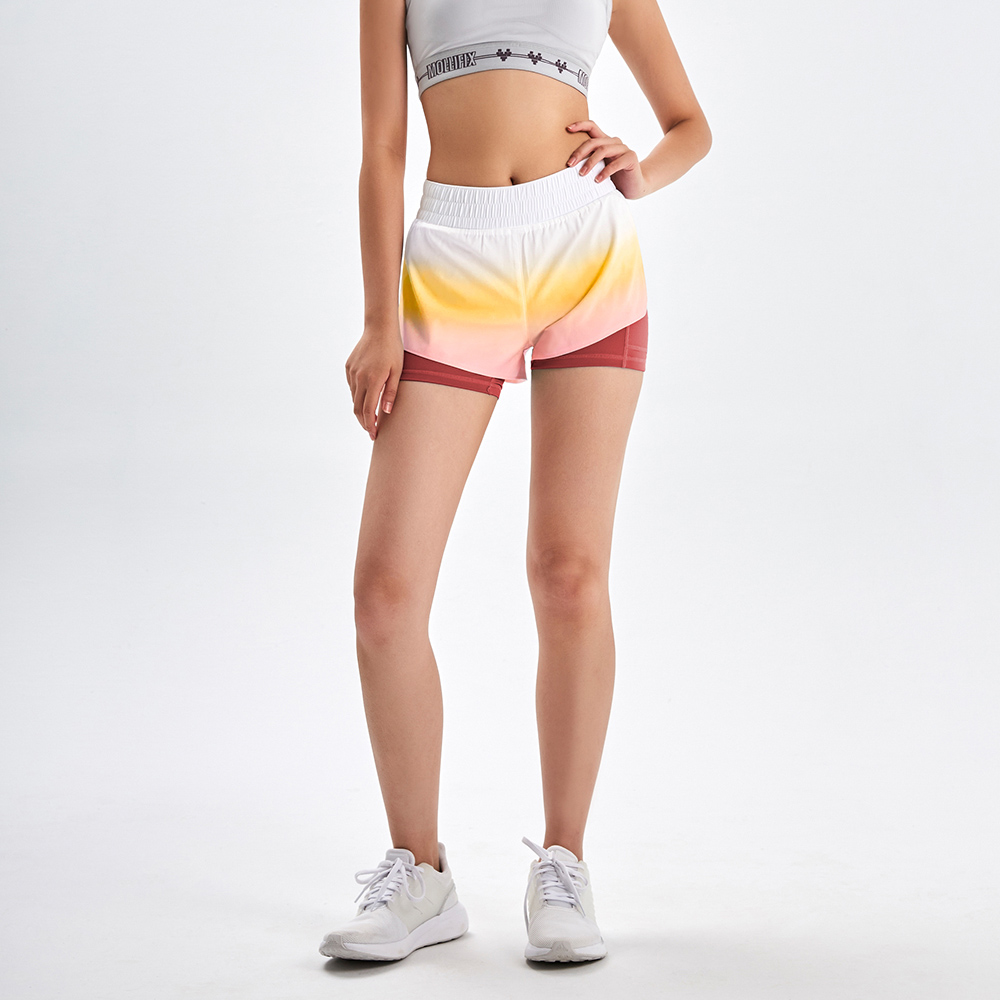 MOLLIFIX 漸層活力雙層運動短褲