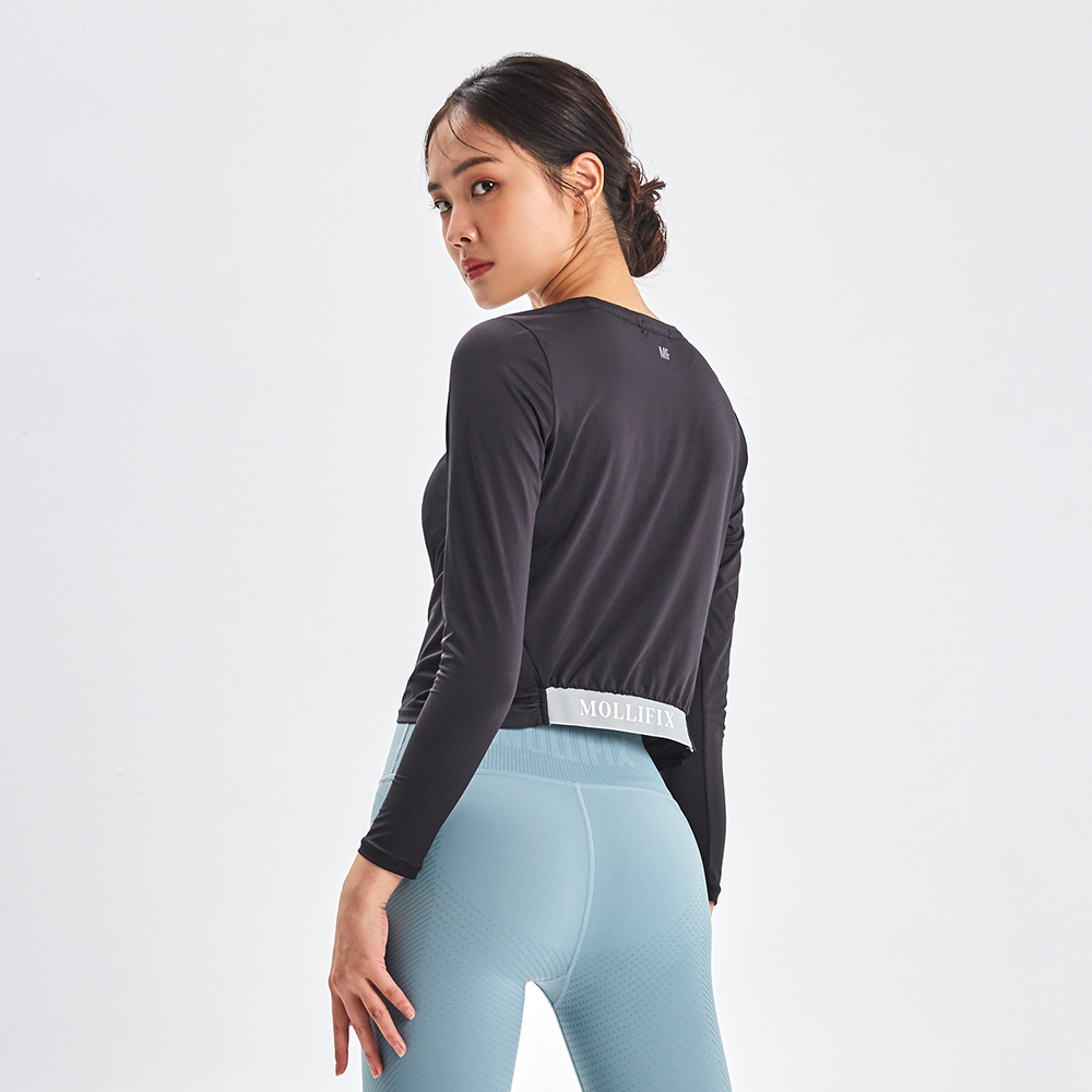 MOLLIFIX 下擺紐結優雅長袖上衣