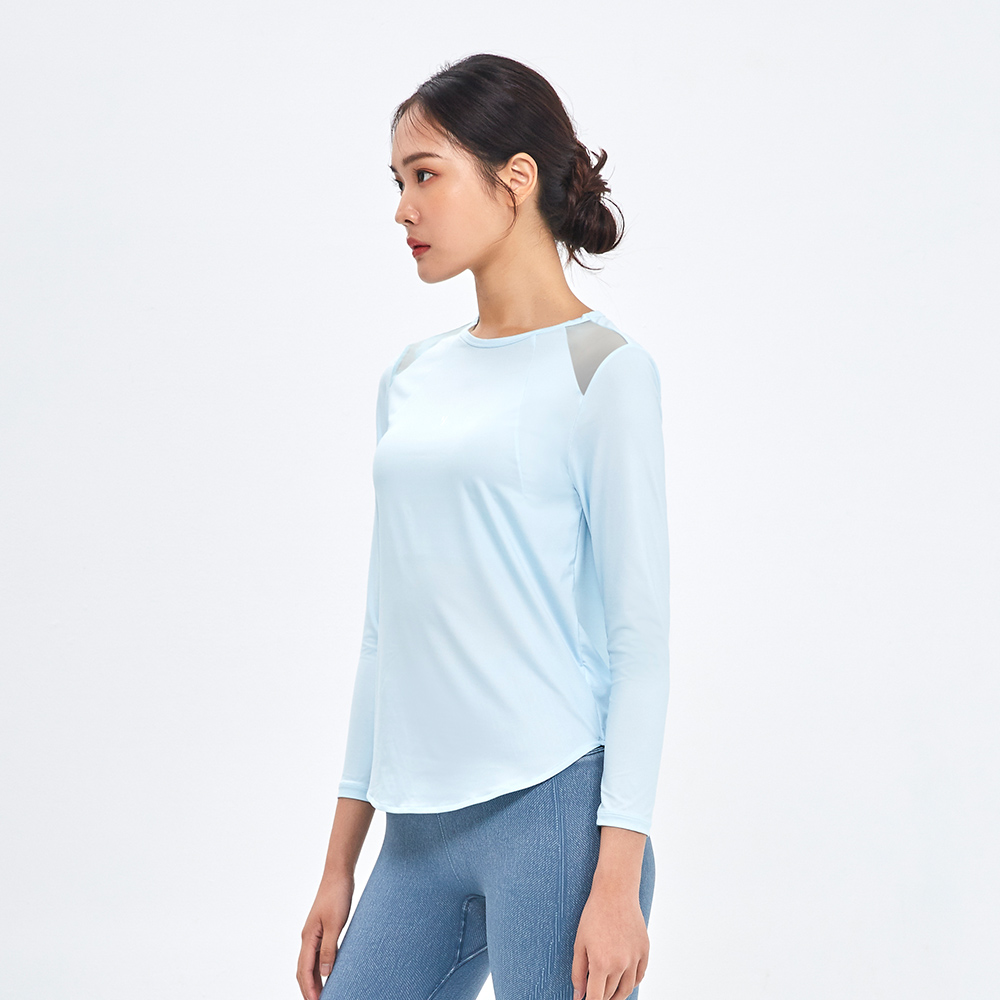 MOLLIFIX 前抓摺拚網透氣長袖訓練上衣