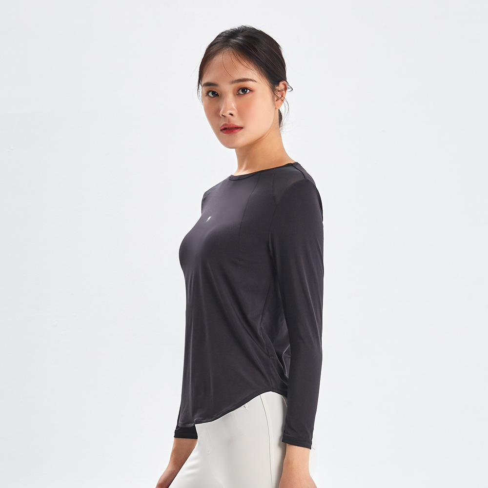 MOLLIFIX 前抓摺拚網透氣長袖訓練上衣