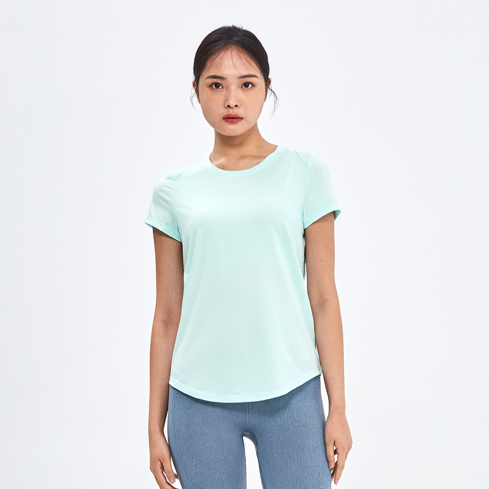 MOLLIFIX 弧形剪接修身短袖訓練上衣