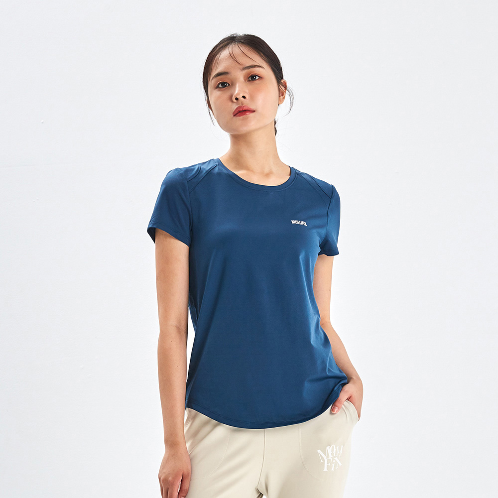 MOLLIFIX 弧形剪接修身短袖訓練上衣