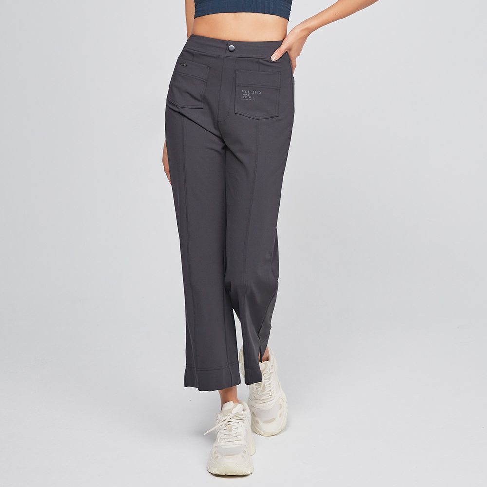 MOLLIFIX 側開衩立體摺線百搭靴型褲