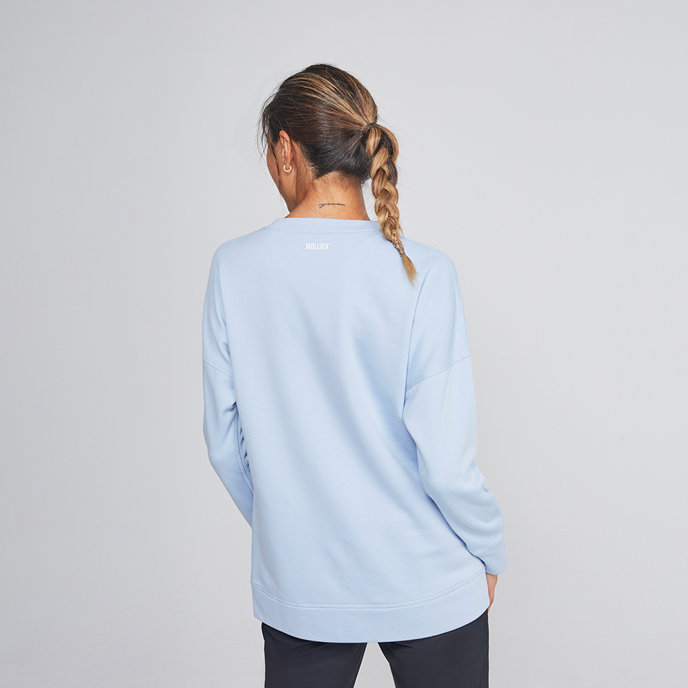 MOLLIFIX 刺繡撞色開衩圓領上衣