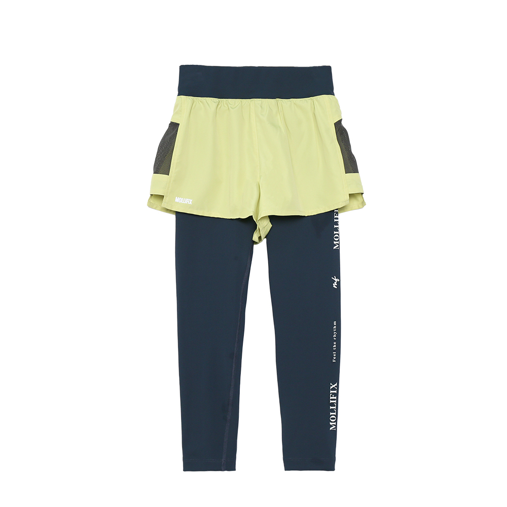 MOLLIFIX 拼網透氣雙層訓練褲