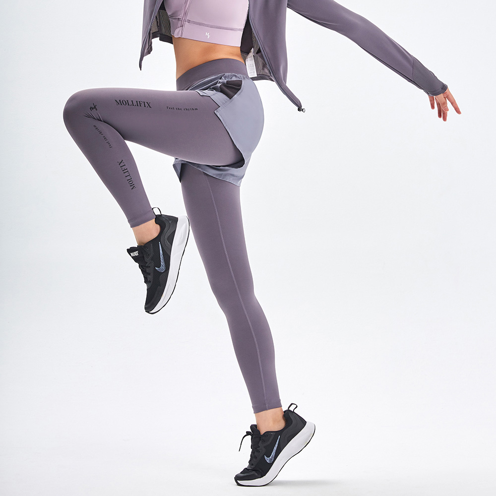 MOLLIFIX 拼網透氣雙層訓練褲