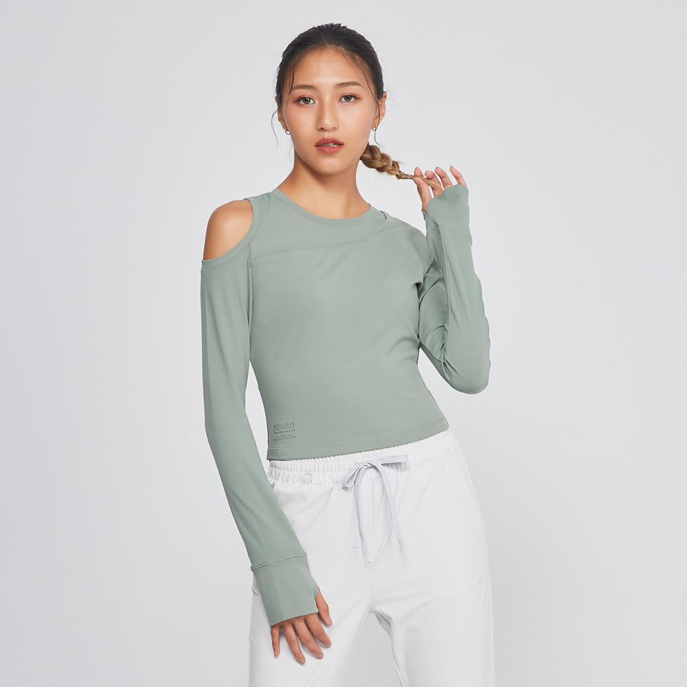 MOLLIFIX 不對稱挖肩長袖上衣
