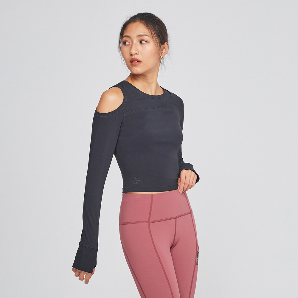 MOLLIFIX 不對稱挖肩長袖上衣