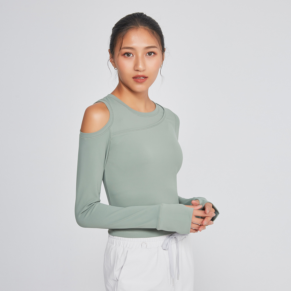 MOLLIFIX 不對稱挖肩長袖上衣