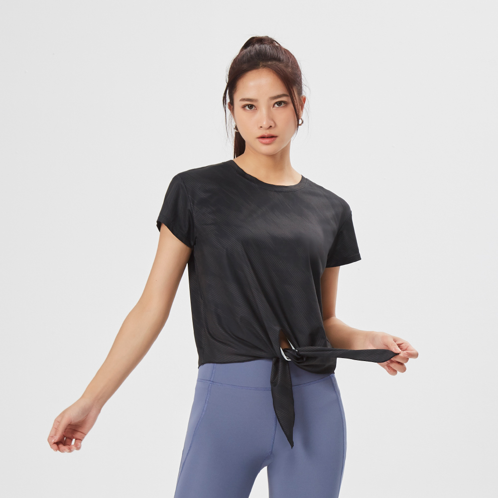 MOLLIFIX 涼感綁結運動短袖上衣