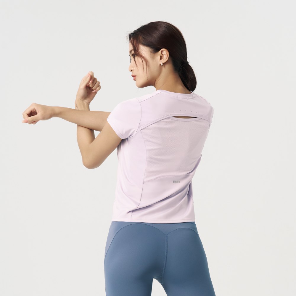 MOLLIFIX 抗菌後背透氣短袖訓練上衣