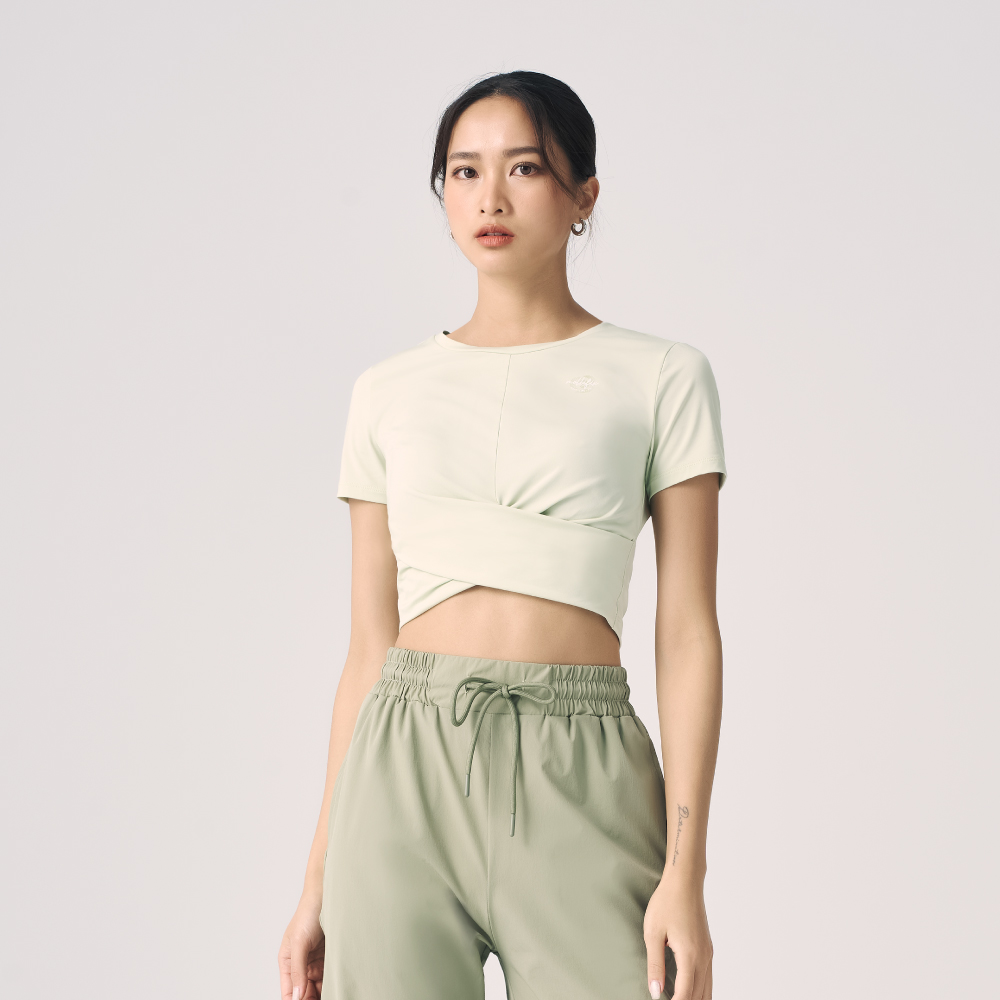 MOLLIFIX 下擺交疊短袖上衣