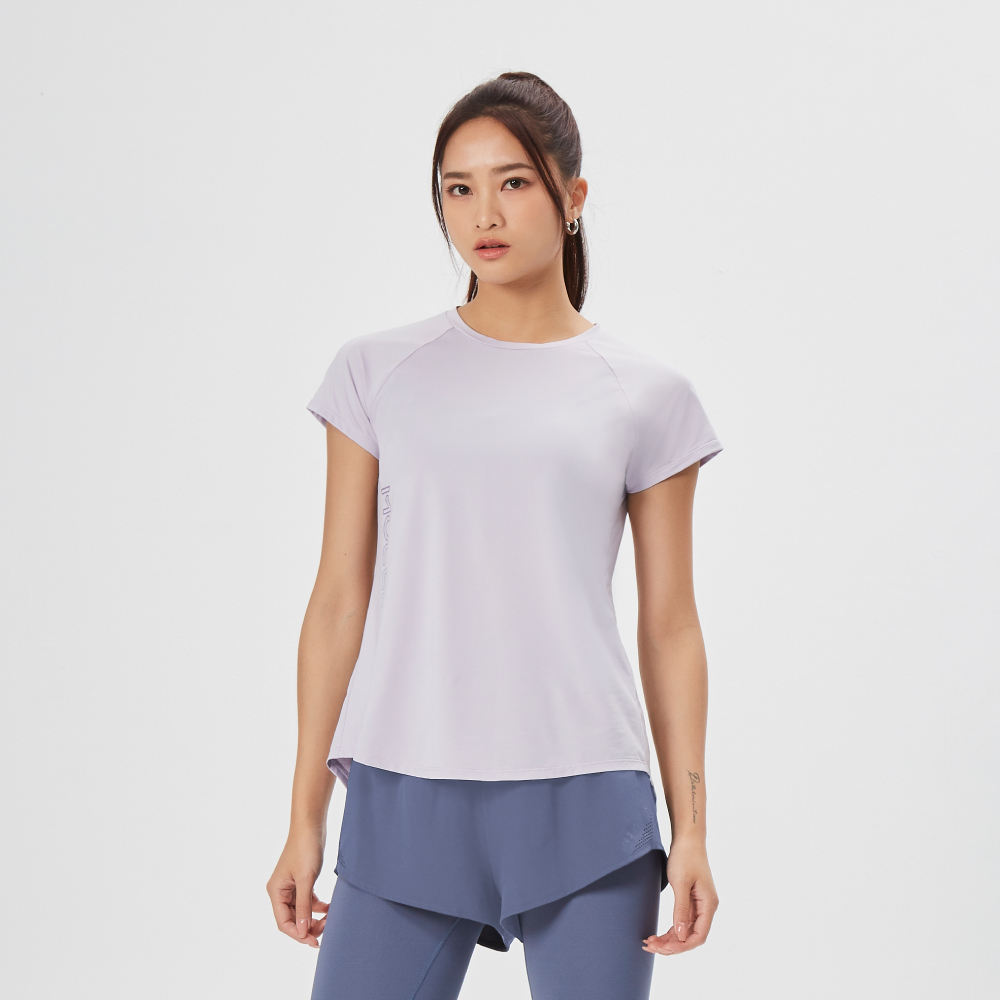 MOLLIFIX 涼感美背後透網開衩短袖上衣